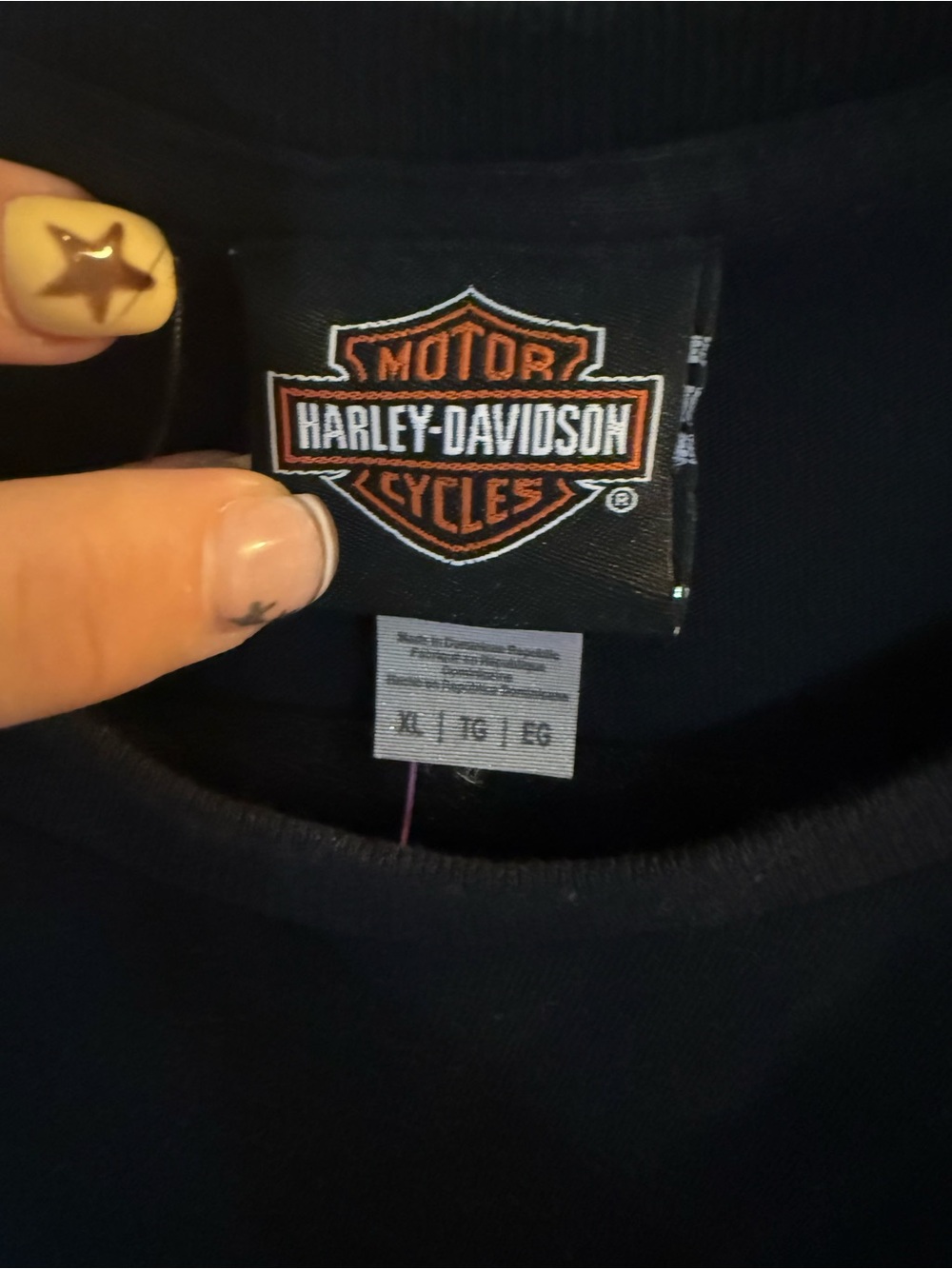 Harley-Davidson Black T‑Shirt with Orange and White Shield Logo - Picture 3 of 4